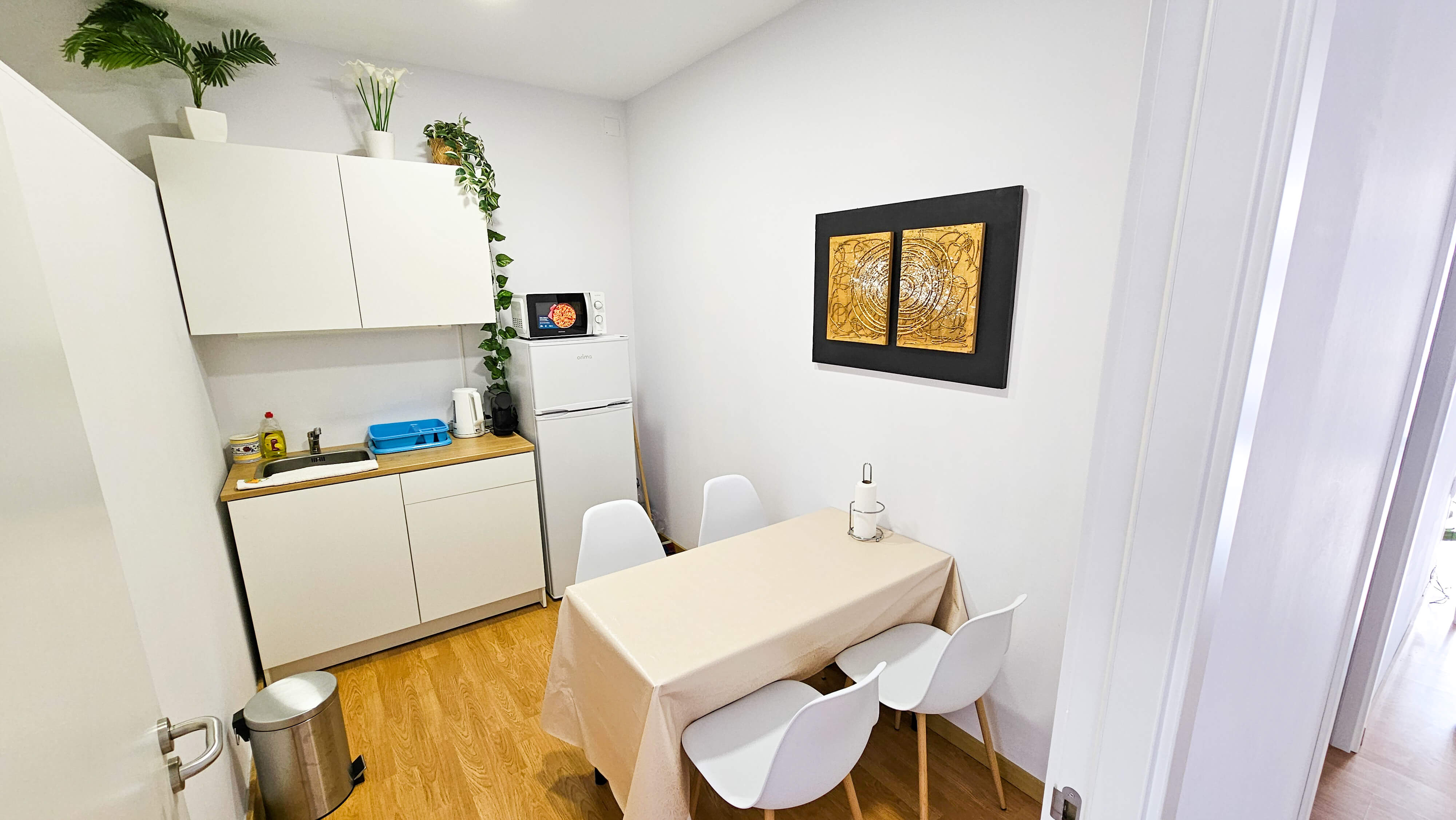 Modern kitchen and dining area
